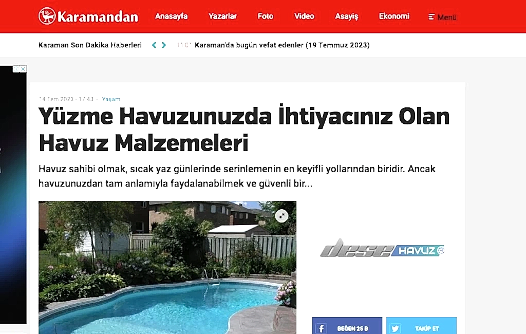 Yüzme Havuzu Malzemeleri Havuz Yapımı
