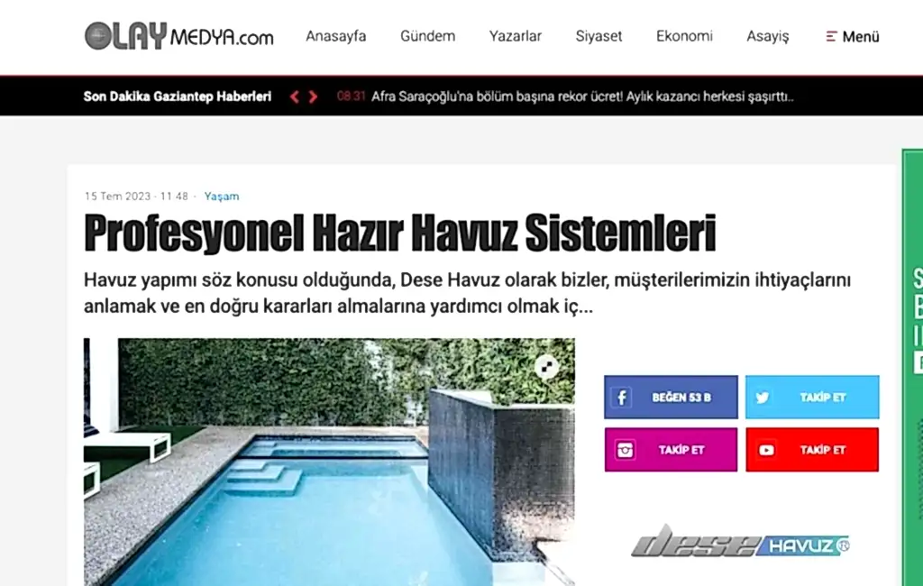 Profesyonel Hazır Havuz Sistemleri Havuz Yapımı