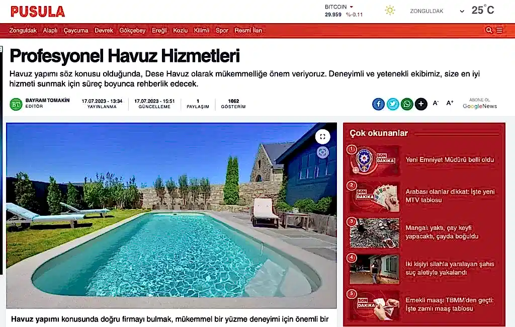 Profesyonel Havuz Hizmetleri Havuz Yapımı