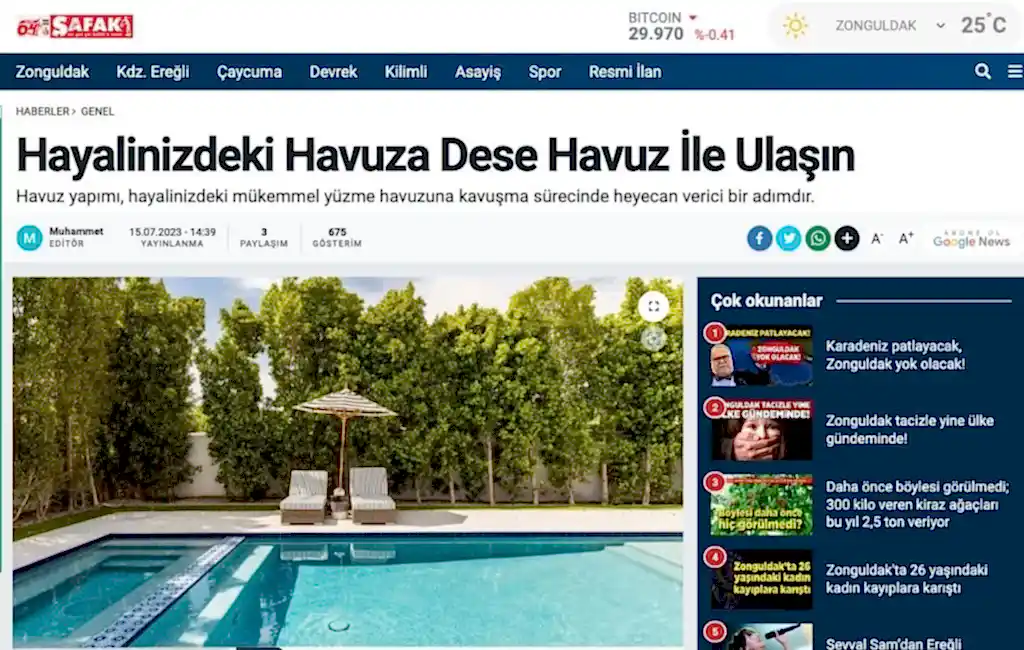 Hayalinizdeki Havuza Dese ile ulaşın Havuz Yapımı